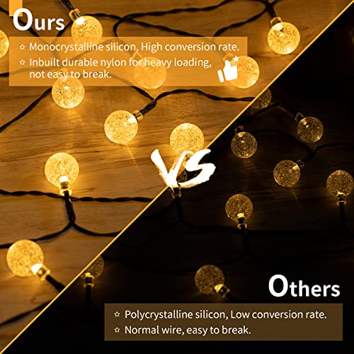 Solar String Lights Outdoor Waterproof, 2 Pack 60 LED 36.5 FT Each, Crystal Globe Lights with 8 Lighting Modes, Solar Powered Patio Lights for Garden Yard Porch Wedding Party Decor (Warm White) | The Storepaperoomates Retail Market - Fast Affordable Shopping
