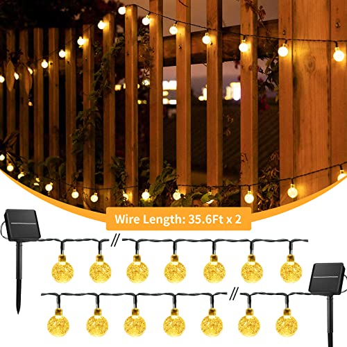 Solar String Lights Outdoor Waterproof, 2 Pack 60 LED 36.5 FT Each, Crystal Globe Lights with 8 Lighting Modes, Solar Powered Patio Lights for Garden Yard Porch Wedding Party Decor (Warm White) | The Storepaperoomates Retail Market - Fast Affordable Shopping