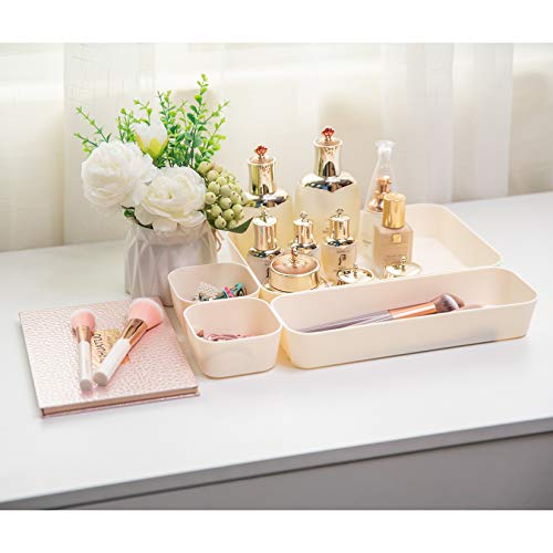 Backerysupply Set Of 12 Beige Color Plastic Desk Drawer Organizers For Makeup Bathroom Office Kitchen Vanity Drawer Storage Box Container | The Storepaperoomates Retail Market - Fast Affordable Shopping