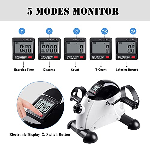 Pedal Exerciser Stationary Under Desk Bike Peddler Mini Exercise with LCD Display, Legs and Arms Portable Foot Cycle Pedal for Office Home Women Men Seniors | The Storepaperoomates Retail Market - Fast Affordable Shopping