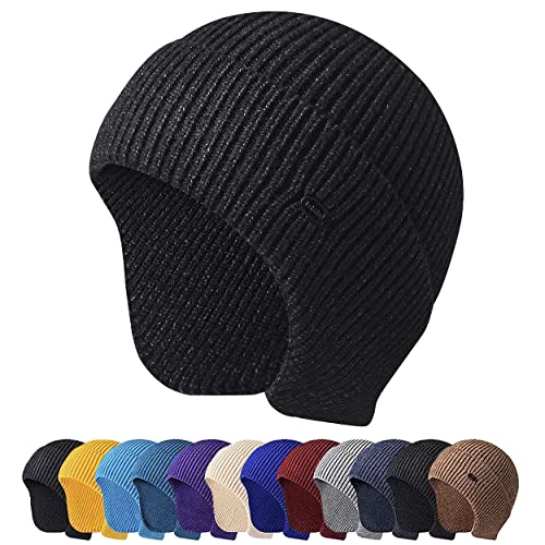 HiRui Knit Beanie Winter Hats Ear Covers for Men Women Kids-Warm Daily Headwear (Black) | The Storepaperoomates Retail Market - Fast Affordable Shopping