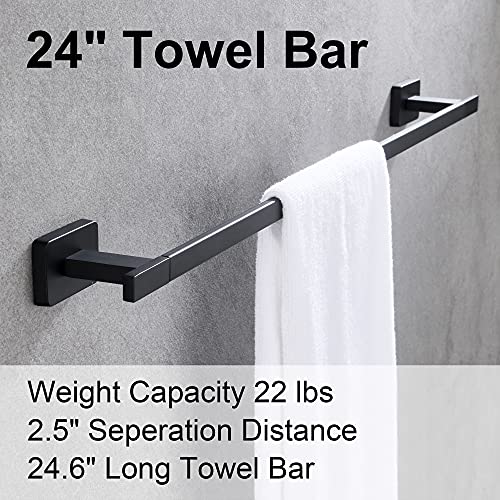 DUFU Bathroom Hardware Set, Hand Towel Bar Toilet Paper Holder Towel Ring and Robe Hook 4 Pieces, Rustproof SUS304 Stainless Steel Bathroom Accessories Kit Wall Mounted – Matt Black, 24 Inch | The Storepaperoomates Retail Market - Fast Affordable Shopping