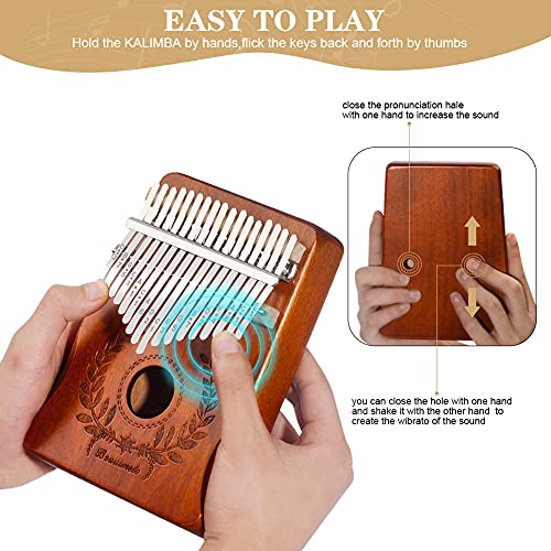 Beautmelo Kalimba 17 Keys Thumb Piano,Portable Mbira Solid Wood Finger Piano Gift for Kids Adult Beginners Music Lover, Musical Instrument Kits with Storage Bag,Music Book & Tune Hammer | The Storepaperoomates Retail Market - Fast Affordable Shopping
