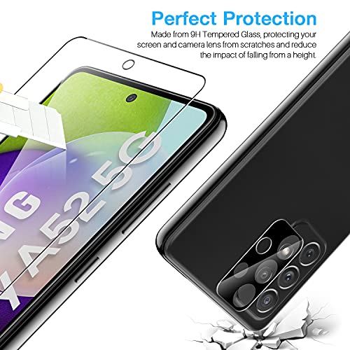 4 Pack LK 2 Pack Screen Protector + 2 Pack Camera Lens Protector for Samsung Galaxy A52 4G/5G, Tempered Glass, [Easy Frame Installation] HD Ultra-Thin, Anti-Scratch | The Storepaperoomates Retail Market - Fast Affordable Shopping