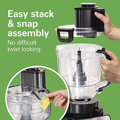 Hamilton Beach Stack & Snap Food Processor and Vegetable Chopper, BPA Free, Stainless Steel Blades, 14 Cup + 4-Cup Mini Bowls, 3-Speed 500 Watt Motor, Black (70585) | The Storepaperoomates Retail Market - Fast Affordable Shopping