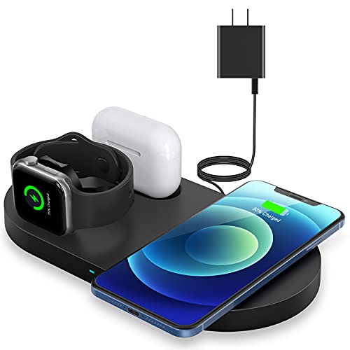 Wireless Charger, Wireless Charging Station Compatible with iPhone 13/12/12 Pro/11/11 Pro Max/XS Max/XR/X /8 Plus/SE, Fast Charging Pad Dock for iWatch 6/5/4/3/2/se, AirPods 1/2 /Pro (with Adapter) | The Storepaperoomates Retail Market - Fast Affordable Shopping