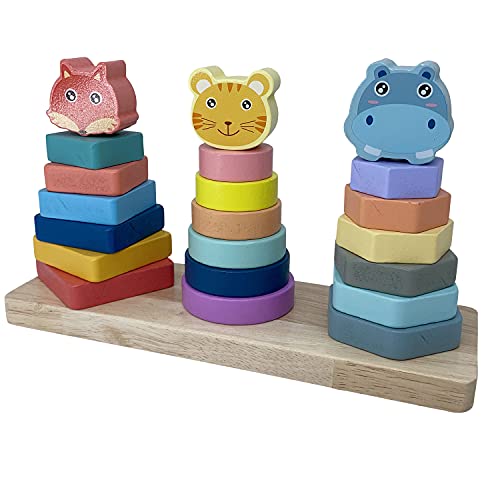 Wooden Sorting Stacking Montessori Toys, Shape Color Recognition Blocks Matching Puzzle, Fine Motor Skill Educational Preschool Learning Board Game Gift for Kids | The Storepaperoomates Retail Market - Fast Affordable Shopping