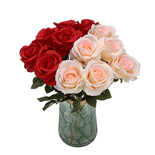 Folora 6 PCs Lifelike Artificial Rose Flowers with Stem, Flower Arrangement DIY Decoration Bouquet for Wedding Home Garden Centerpieces Party Decoration, 15.7 Inches | The Storepaperoomates Retail Market - Fast Affordable Shopping