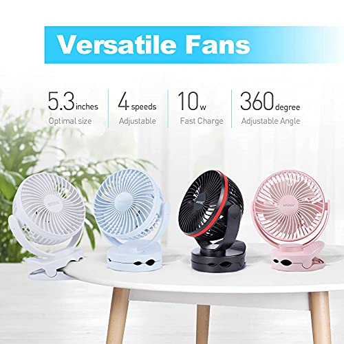 shinic Camping Fans for Tents Rechargeable, 5000mAh Battery Operated Tent Fan with Lantern, 35 Hrs Max Working Time Tent Fan with Clip and Hanging Hook, Stroller Fan, Desk Fan for Home Office Outdoor | The Storepaperoomates Retail Market - Fast Affordable Shopping