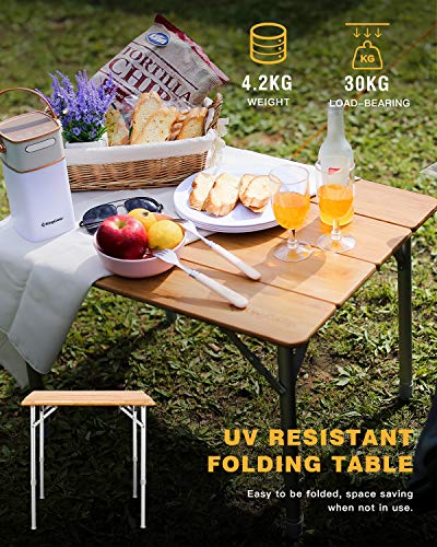 KingCamp Lightweight Stable Folding Camping Table Bamboo Outdoor Folding Tables Adjustable Height Portable Picnic | The Storepaperoomates Retail Market - Fast Affordable Shopping
