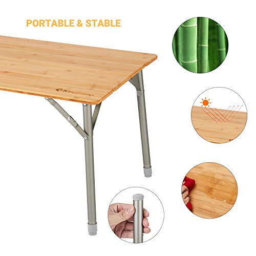 KingCamp Lightweight Stable Folding Camping Table Bamboo Outdoor Folding Tables Adjustable Height Portable Picnic | The Storepaperoomates Retail Market - Fast Affordable Shopping