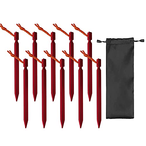 YGY Tent Stakes,7075 Aluminum Tent Ground Pegs 10 PCS with Reflective Rop Lightweight Tent Accessories for Outdoor Camping, Rain Tarps, Canopy Tent,Backpacking (Red) | The Storepaperoomates Retail Market - Fast Affordable Shopping