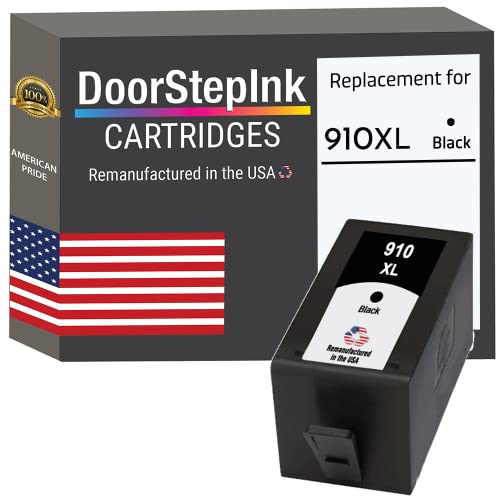DoorStepInk Remanufactured in The USA Ink Cartridge Replacements for HP 910XL Black for Printers Officejet Pro 8010 Series 8012 8014 8015 8020 8021 8022 8023 8024 8025 8025e 8026 8028 8030-910 XL