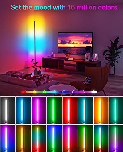 Dream Color LED Corner Floor Lamp, Zanwuz Bluetooth APP and Remote Control Music Sync RGB Corner Floor Lamp for Living Room, Bedroom, Gaming Room Lights, Modern Home Decoration | The Storepaperoomates Retail Market - Fast Affordable Shopping