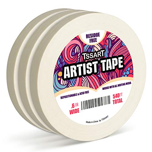 TSSART 3 Pack White Artist Tape – Masking Artists Tape for Drafting Art Watercolor Painting Canvas Framing – Acid Free 0.6inch Wide 540FT Long Total | The Storepaperoomates Retail Market - Fast Affordable Shopping