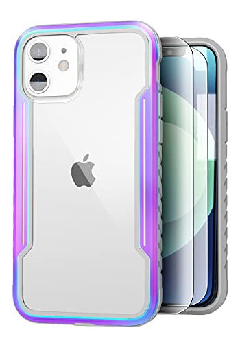 Sicher Defender Designed for iPhone 12 Case/iPhone 12 Pro Case 6.1 Inch, Military Protective, with [2 x Tempered Glass Screen Protector], Edge Shockproof, 6.6Ft Drop Tested, Aluminum Frame, Iridescent | The Storepaperoomates Retail Market - Fast Affordable Shopping