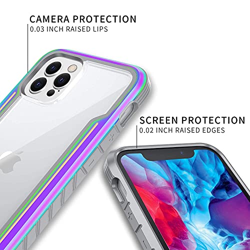 Sicher Defender Designed for iPhone 12 Case/iPhone 12 Pro Case 6.1 Inch, Military Protective, with [2 x Tempered Glass Screen Protector], Edge Shockproof, 6.6Ft Drop Tested, Aluminum Frame, Iridescent | The Storepaperoomates Retail Market - Fast Affordable Shopping