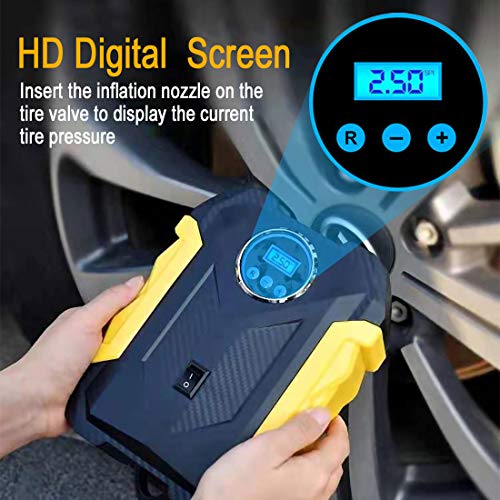Digital Tyre Inflator, Car Tire Pump, 12V Portable Air Compressor Pump, 150 Psi Auto Portable Car Tire Inflator Pump with LED Light and Tyre Pressure Checking for Car Tires,Bike and Inflatables | The Storepaperoomates Retail Market - Fast Affordable Shopping