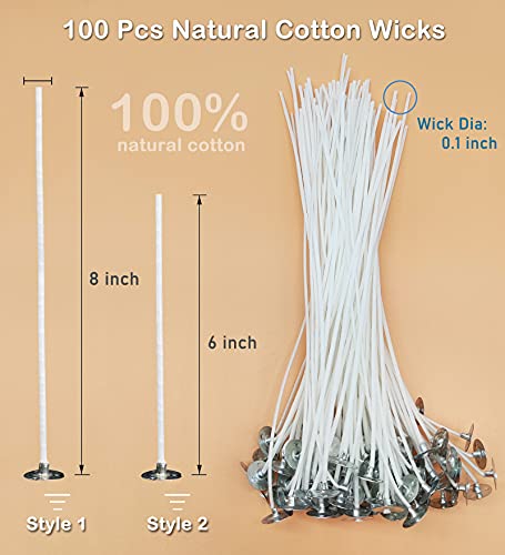 Nuozme 100 Pcs Natural Candle Wicks with 60Pcs Candle Wick Stickers and 5 Pcs Wooden Candle Wick Centering Device Candle Making Kit Supplies for Candles Making，Candle DIY | The Storepaperoomates Retail Market - Fast Affordable Shopping