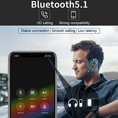 SLuB Wireless Earbuds, 5.1 Bluetooth Noise Reduction Earphones with Charging Box, 270° Left or Right Ear Rotating Ear Hook Earphones（Black） | The Storepaperoomates Retail Market - Fast Affordable Shopping