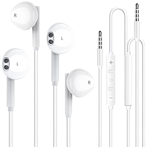 2 Pack 3.5mm Wired Headphone Plug, in-Ear Earphones, Earbuds Noise Isolating with Built-in Microphone & Volume Control Compatible with iPhone 6s 6 Plus 5s 5 iPad iPod MP3 MP4 Samsung Android Laptop | The Storepaperoomates Retail Market - Fast Affordable Shopping