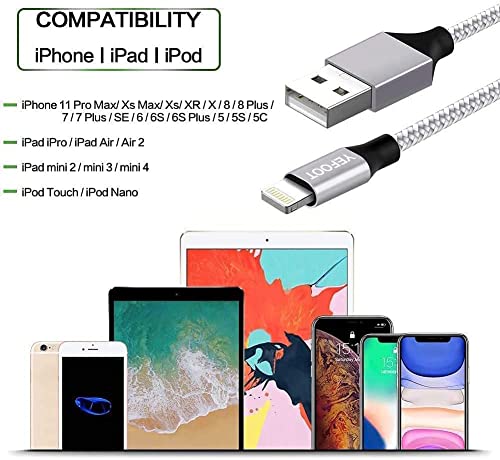 [Apple MFi Certified] 5Pack(3/3/6/6/10FT) iPhone Charger Nylon Braided Fast Charging Lightning Cable Compatible iPhone 14Pro/14/13Pro/13/12Pro/12/11and More-Silver&White | The Storepaperoomates Retail Market - Fast Affordable Shopping
