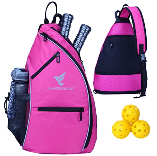 XIANFENGNIAO Pickleball Backpack Sling Bag Crossbody Backpack for Pickleball Tennis Bag Reversible Racketball Paddle Bag and Travel for Men and Women (Rose) | The Storepaperoomates Retail Market - Fast Affordable Shopping