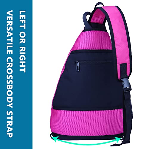 XIANFENGNIAO Pickleball Backpack Sling Bag Crossbody Backpack for Pickleball Tennis Bag Reversible Racketball Paddle Bag and Travel for Men and Women (Rose) | The Storepaperoomates Retail Market - Fast Affordable Shopping