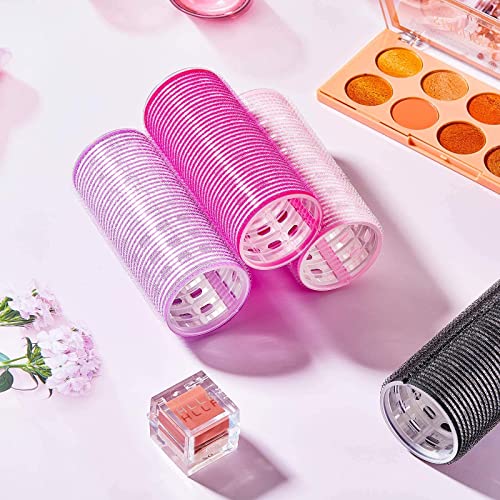 4 Pieces Aluminium Core Curler Roller Self-Grip Roller Self Holding Roller Hairdressing Curler for Long Hair Bang Jumbo Roller Women Hairstyle (Rose Red, Light Pink, Purple, Black,4.7 x 2 Inch) | The Storepaperoomates Retail Market - Fast Affordable Shopping
