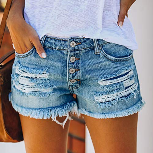 GCETTIC Jean Shorts for Women Distressed Ripped Denim Shorts Stretchy Frayed Raw Hem Casual Summer Short Pants with Pockets | The Storepaperoomates Retail Market - Fast Affordable Shopping