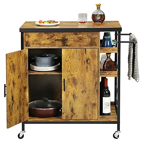 Hasuit Kitchen Island Cart with Storage, Rolling Kitchen Island with Cabinet, Kitchen Island on Wheels with Shelves and Handle, Accent | The Storepaperoomates Retail Market - Fast Affordable Shopping