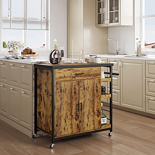 Hasuit Kitchen Island Cart with Storage, Rolling Kitchen Island with Cabinet, Kitchen Island on Wheels with Shelves and Handle, Accent | The Storepaperoomates Retail Market - Fast Affordable Shopping