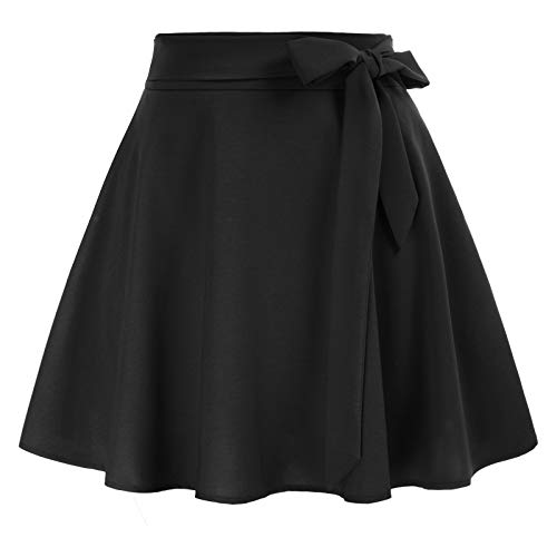 Belle Poque Women’s Basic Short Skirts Versatile Black Mini Skirt Tennis Large