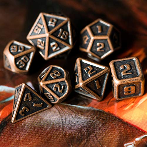 UDIXI 18mm Mini Metal DND Dice Set 7-Die Polyhedral RPG Dice for D&D Dungeons and Dragons Role Playing Game. (Copper) | The Storepaperoomates Retail Market - Fast Affordable Shopping