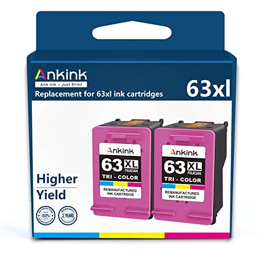 Ankink Higher Yield 63XL Color Ink Cartridges 2 Pack Replacement for HP Ink 63 XL for Officejet 3830 4650 4652 4655 5200 5252 5255 5258 Envy 4520 4512 Deskjet 1112 2132 3630 3632 Printer HP63 Tricolor | The Storepaperoomates Retail Market - Fast Affordable Shopping