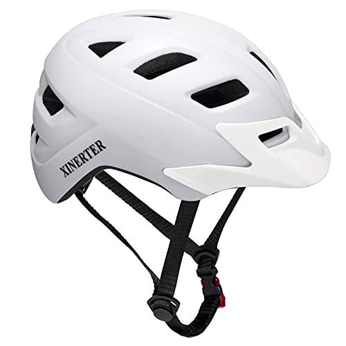 Mountain Bike Helmet,Road Bicycle Helmet for Men Women with Removable Sun Visor,Adjustable Size Adult Cycling Helmets (White) | The Storepaperoomates Retail Market - Fast Affordable Shopping