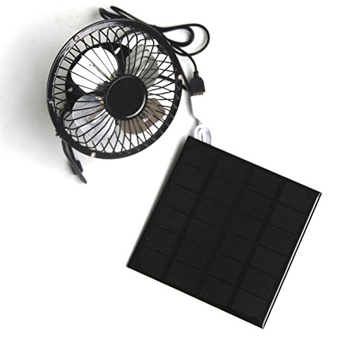 BWWNBY Solar Panel Powered Fan with USB, 3W 6V 4 inch Camping Fan Mini Portable Solar Energy Cooling Fan Ventilation Cooling Fan for Travel Camping Fishing | The Storepaperoomates Retail Market - Fast Affordable Shopping