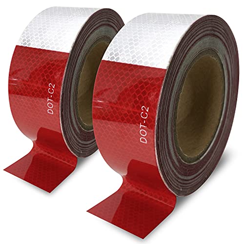 Trailer Reflective Tape Outdoor DOT C2 Reflector Tape 2 inch x 200 feet Waterproof White Silver Red Reflective Tape for Cars Trailers Trucks 200 FT High Visibility Contrast Duct Safety Sticker Strips