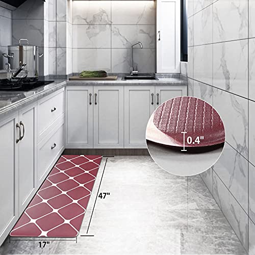 Kitchen Rugs Cushioned Anti Fatigue Kitchen Mat, BEZIROLRA Non-Slip Comfort Kitchen Floor Mat, 17″x47″ Standing Mats for Home Kitchen Sink Office Standing Desk Laundry, Maroon/ Plum | The Storepaperoomates Retail Market - Fast Affordable Shopping