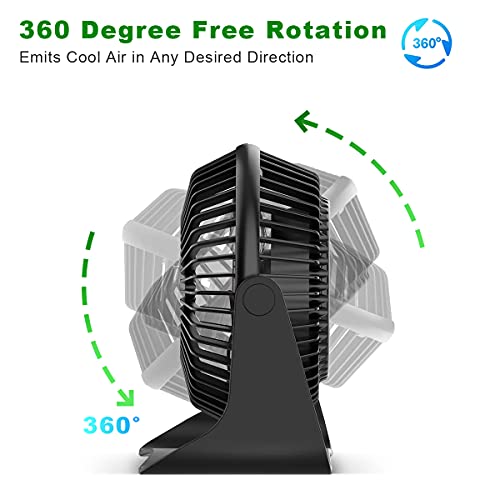 Oihxsetx USB Desk Fan, Small Personal Desktop Fan, 3 Speeds Portable Mini Fan, 360° Rotate Strong Airflow Quiet Operation Table Fan for Bedroom, Home, Office (USB-Black) | The Storepaperoomates Retail Market - Fast Affordable Shopping