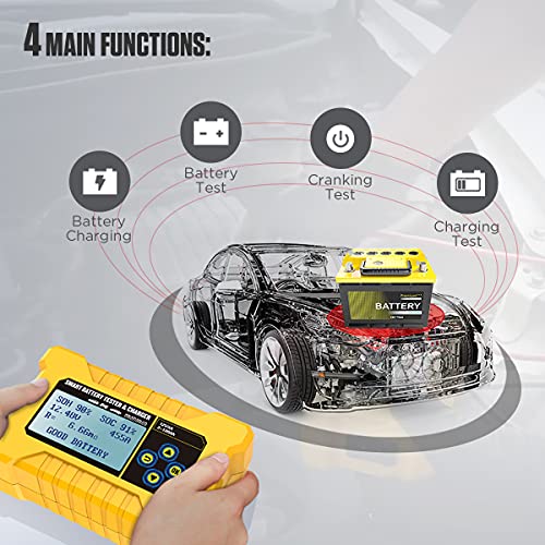 Battery Tester 12v Battery Charging Car Battery Tester Charging/Cranking Test 100-2400 CCA Battery Maintainer Smart Charging 12 Volt Battery Charger with Reverse Polarity Protection for 12V Vehicles | The Storepaperoomates Retail Market - Fast Affordable Shopping