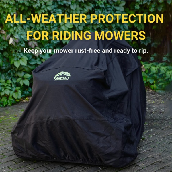 Family Accessories Riding Lawn Mower Cover, Tractor Cover Waterproof Heavy Duty, 600D Marine Grade Fabric, Universal Fit Lawnmower Cover, Outdoor UV and Heavy Rain Protection