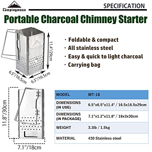 camping moon CAMPINGMOON Portable Stainless Steel Charcoal Chimney Starter MT-18 | The Storepaperoomates Retail Market - Fast Affordable Shopping