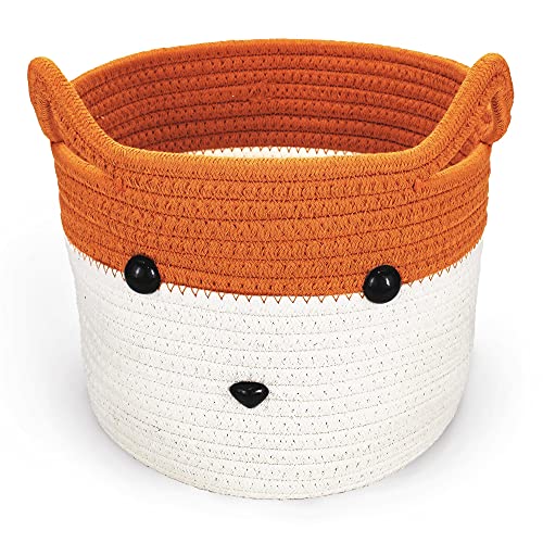 Geisbut Baby Laundry Basket Storage Organizer Fox Gifts Empty Toybox Bin Woodland Nursery Decorative with Small Woven Hamper Kids Laundry Stuffed Animal Storage Box with Handle Rope Blanket Baskets | The Storepaperoomates Retail Market - Fast Affordable Shopping