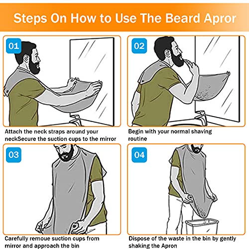 Beard Bib Beard Apron, Waterproof Shaving Apron Beard Beard Hair Catcher Non-Stick Beard Cape Grooming Cloth for Husband Dad Shaving Trimming Grooming with 2 Suction Cups Hair Comb and Scissors | The Storepaperoomates Retail Market - Fast Affordable Shopping