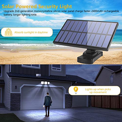 Solar Lights Outdoor Indoor – LED Solar Motion Sensor Lights 3 Adjustable Heads 270° Wide Angle: Security Flood Light IP65 Waterproof Solar Powered Wall Lights with Remote Control & 16.5 ft Cables | The Storepaperoomates Retail Market - Fast Affordable Shopping
