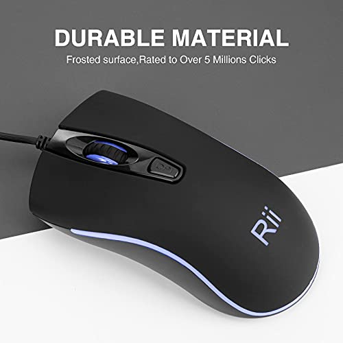 Rii Wired Mouse, Computer Mouse with Blue Backlit,USB Mouse with 1600 DPI Levels,Comfortable Grip Ergonomic Optical,USB Wired Mice Support Windows PC, Laptop,Desktop,Notebook,Chromebook (2PACK) | The Storepaperoomates Retail Market - Fast Affordable Shopping