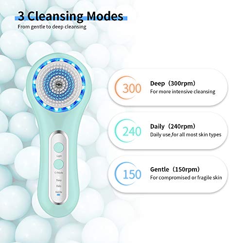 MALKERT Facial Cleansing Brush with 5 Brush Heads, 3 Modes Skin Care Brush Device, Electric Rechargeable Waterproof Face Spin Brush, Massager for Deep Cleansing and Scrubbing, Exfoliating | The Storepaperoomates Retail Market - Fast Affordable Shopping