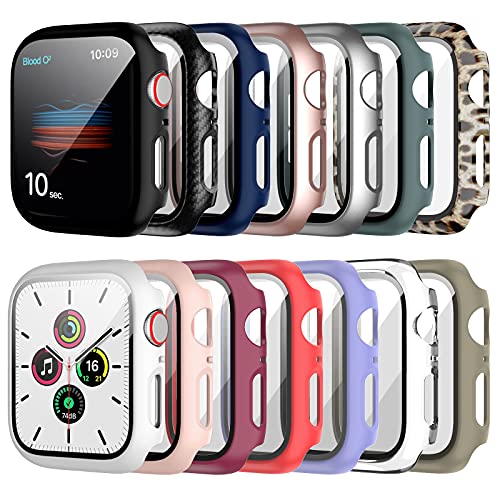 14 Pack Case with Tempered Glass Screen Protector for Apple Watch 38mm Series 3/2/1,anotch Slim Guard Bumper Full Coverage Hard PC Protective Cover HD Ultra-Thin Cover for iWatch 38mm Accessories