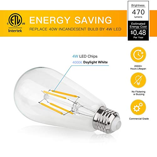liveMAX Dimmable Vintage Edison LED Bulb,Antique 40W Vintage Edison Bulb,E26 Light Bulb Led Bulb 400 Lumens Warm White 2700K,Pack of 3 | The Storepaperoomates Retail Market - Fast Affordable Shopping